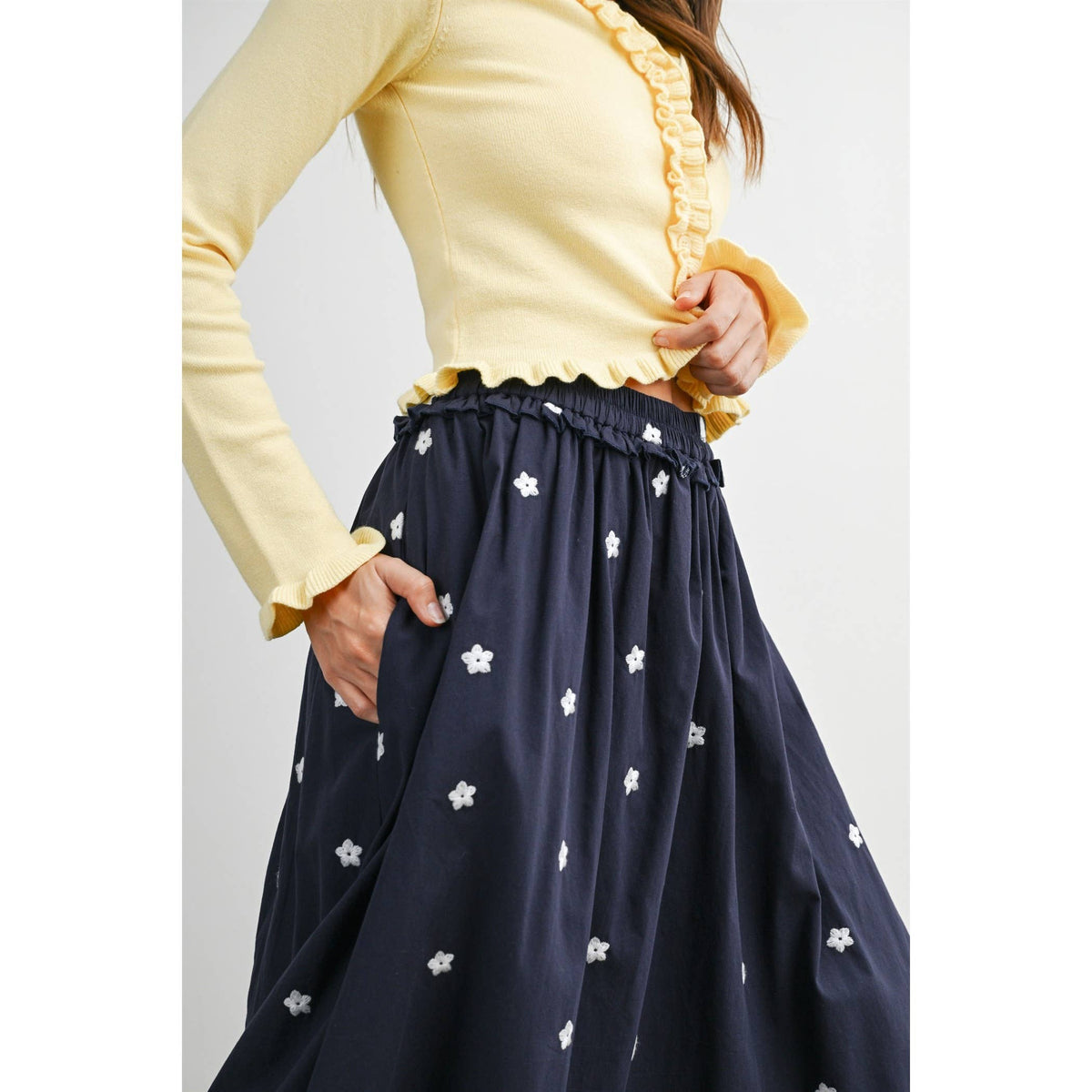 MIDNIGHT GARDEN RUFFLE MAXI SKIRT