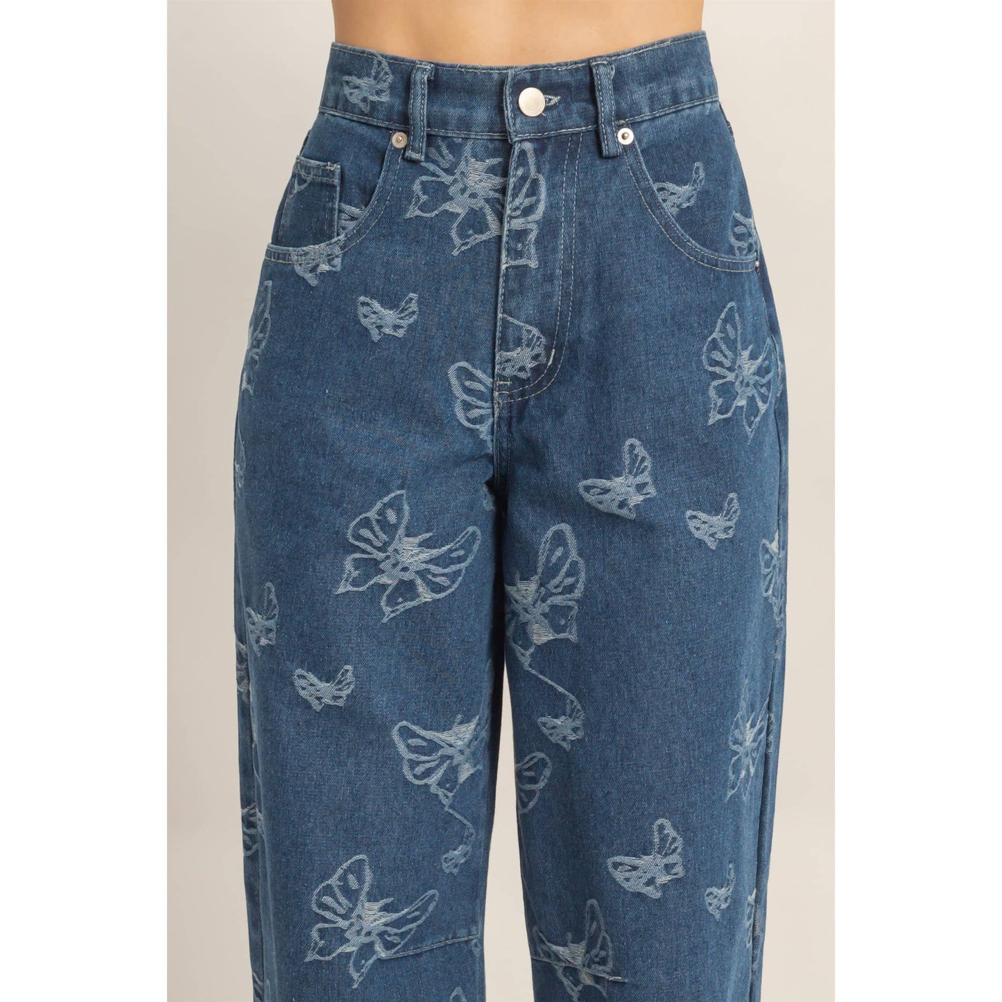 Jacquard Butterfly Straight Jeans