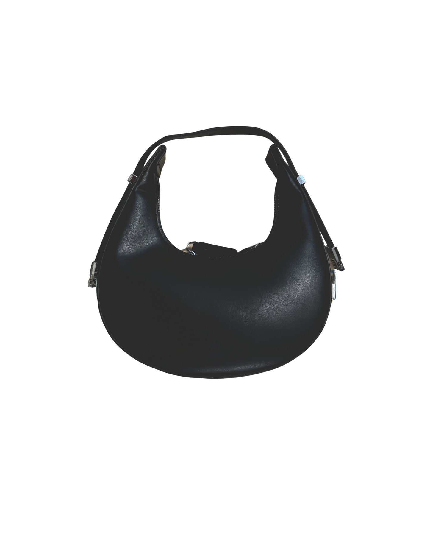Crescent Black Faux Leather Bag