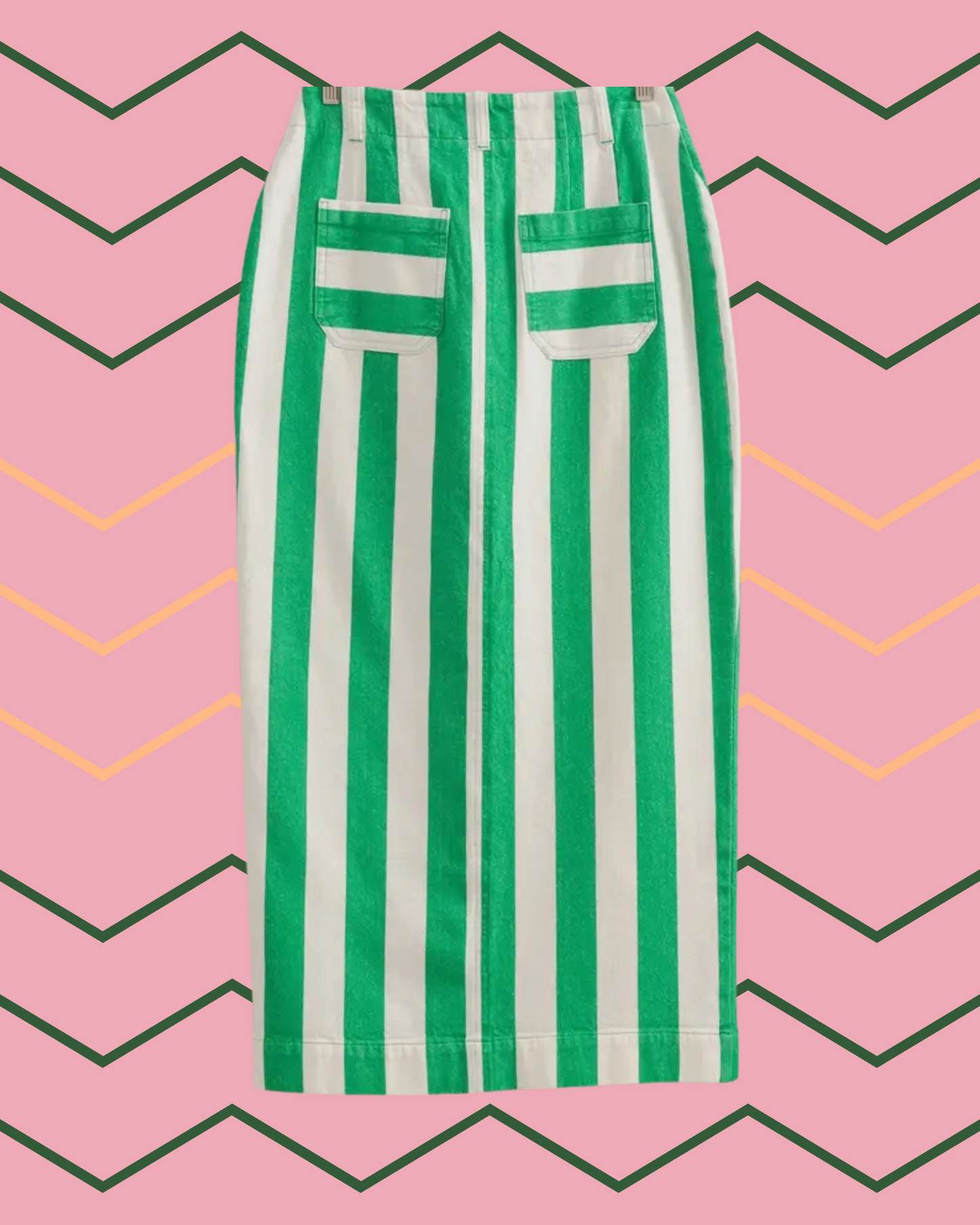 Green Stripes Vacay Cotton Maxi Skirt