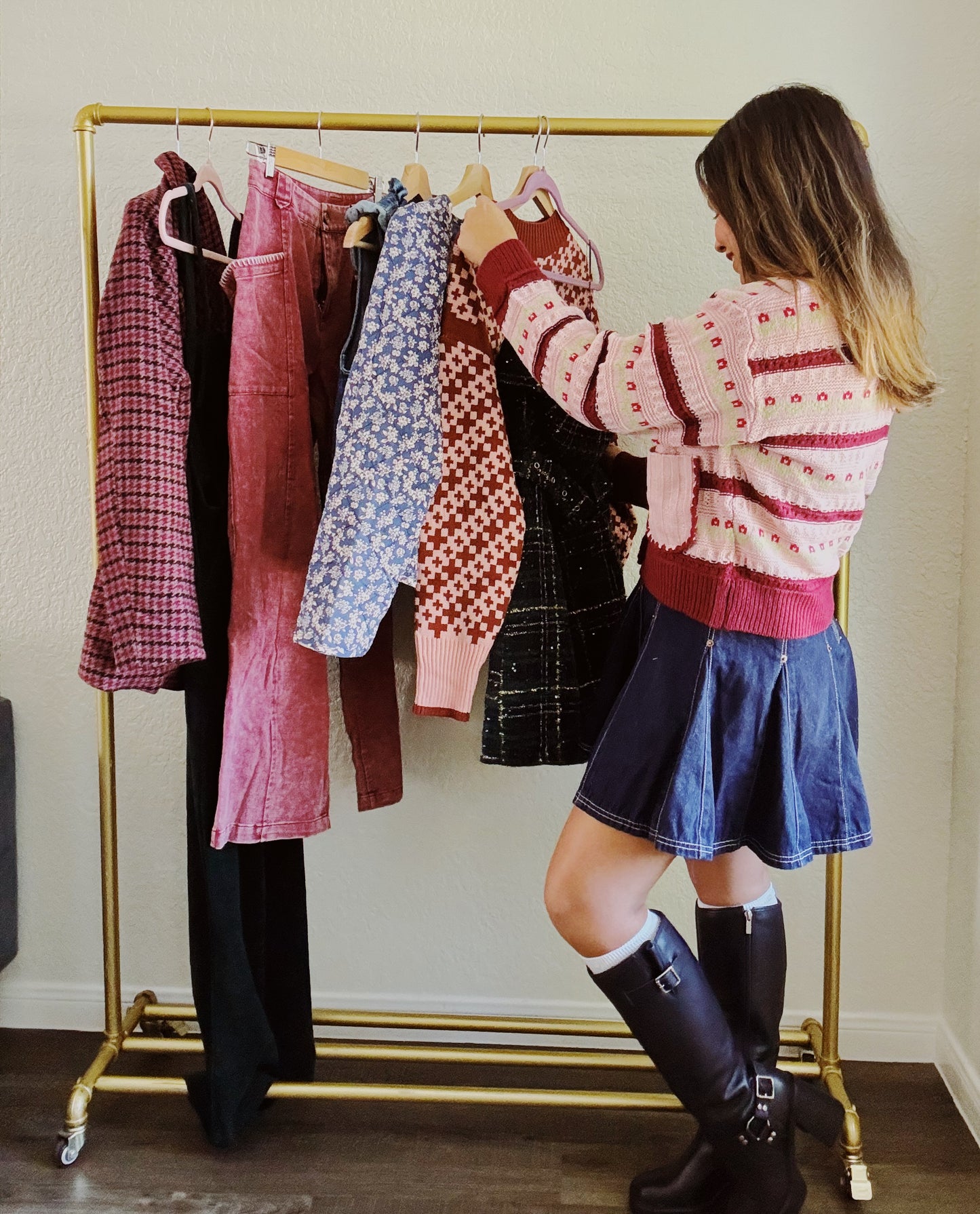 Bloom and Stripes Knit Button Front Cardigan