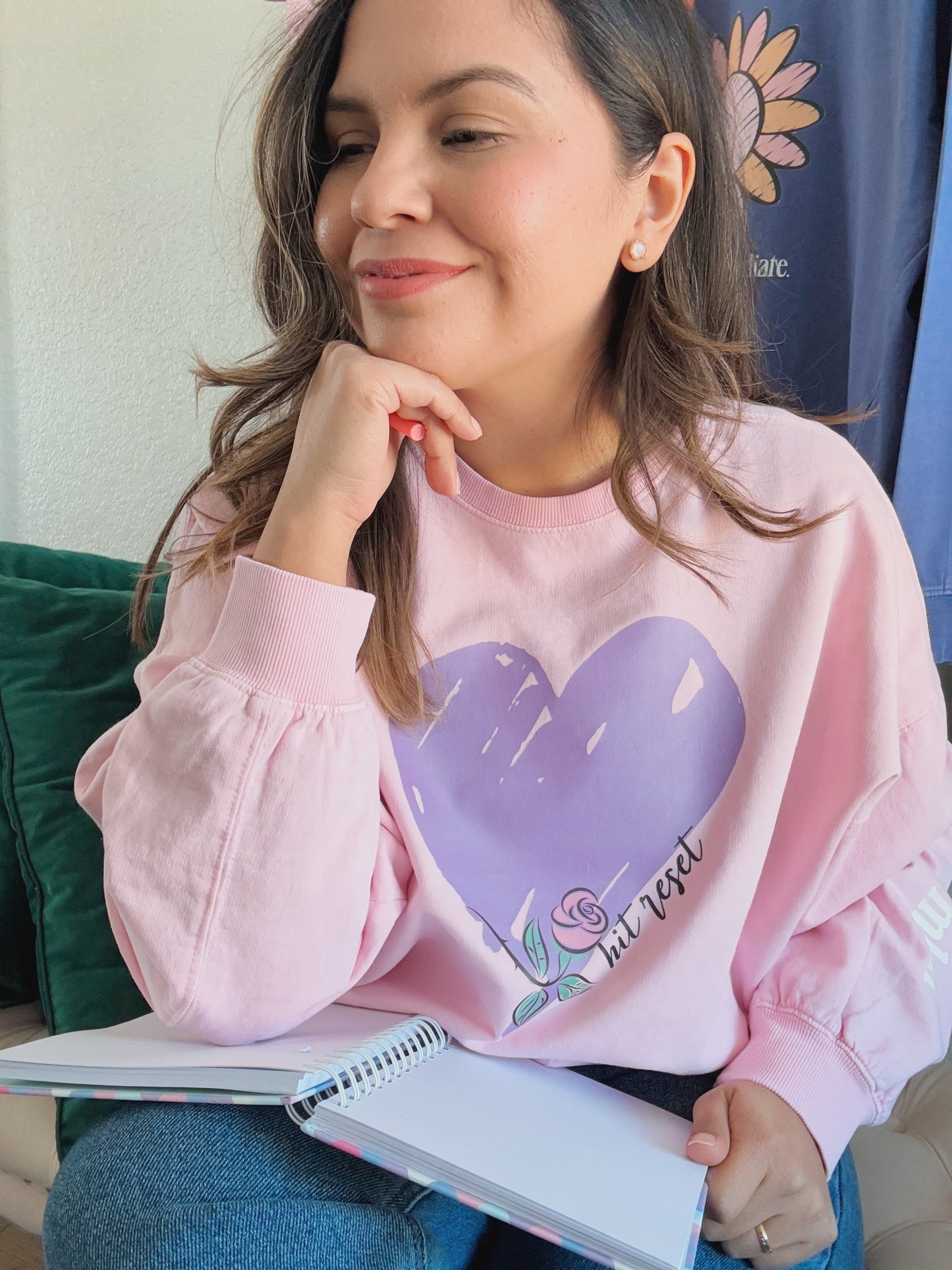 Hit Reset Knit Sweatshirt Pink