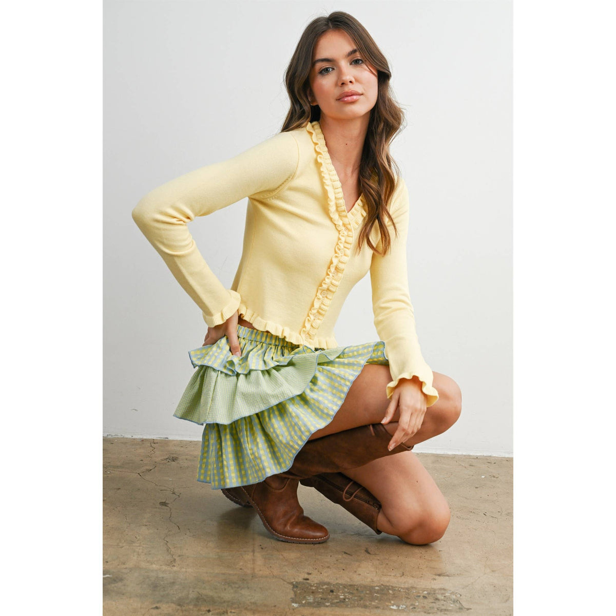 CONSENTIDA YELLOW KNIT SWEATER