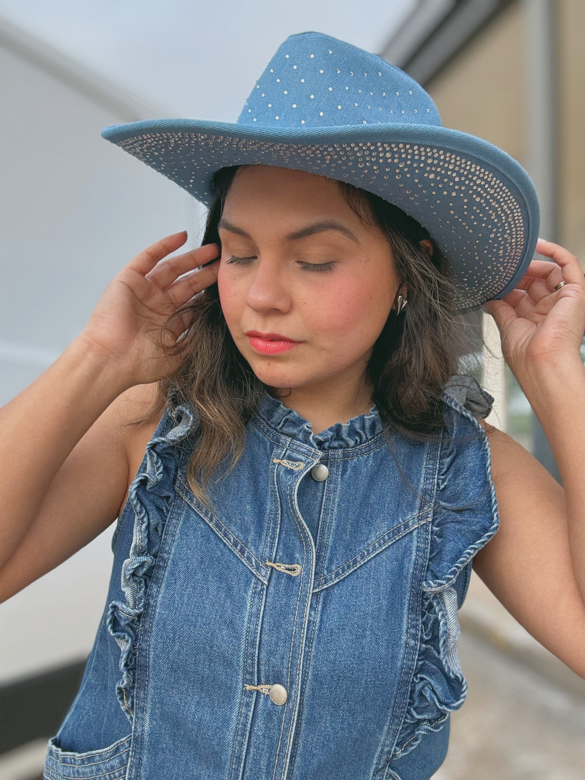 Rhinestone Denim Hat