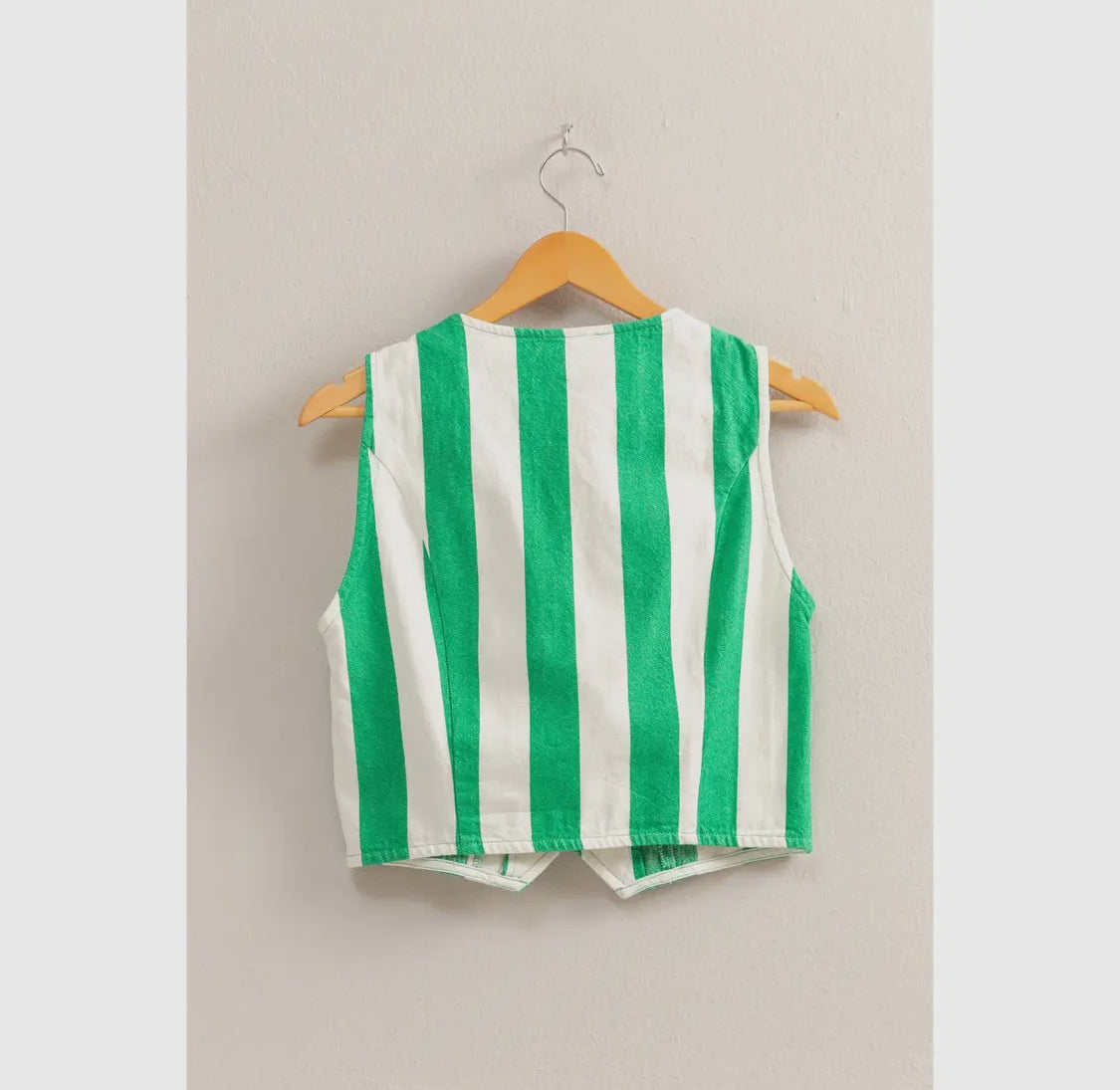 Green stripes vacay mode vest