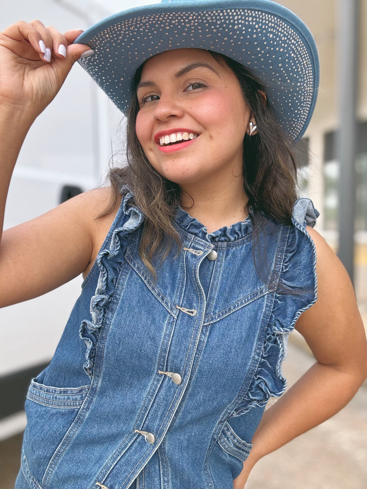 Rhinestone Denim Hat