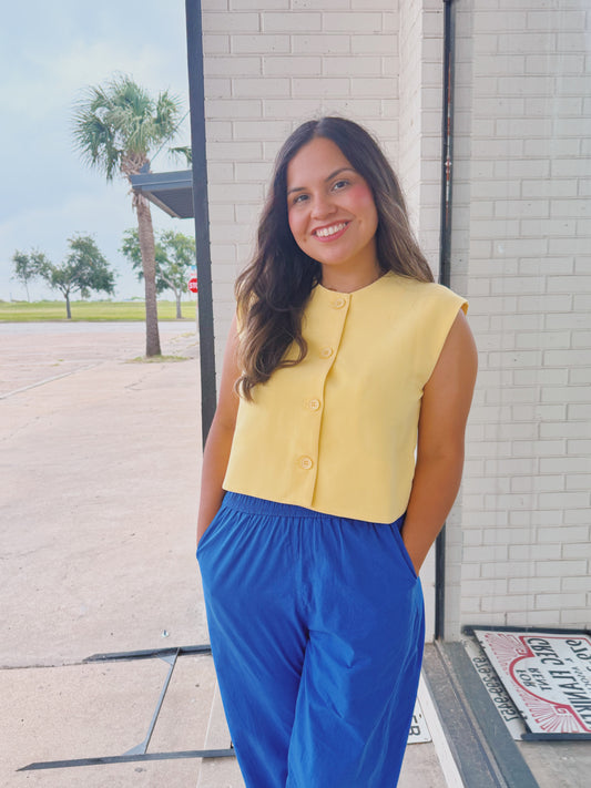 Yellow all day buttoned vest