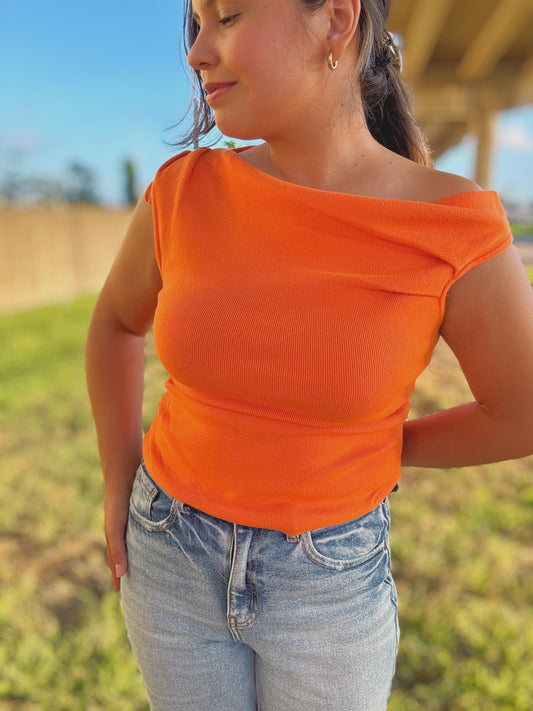 Orange Asymmetrical Sweater Top