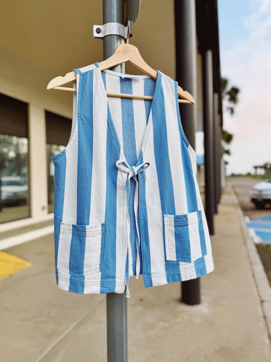 Sail Away Blue Stripe Cotton Vest