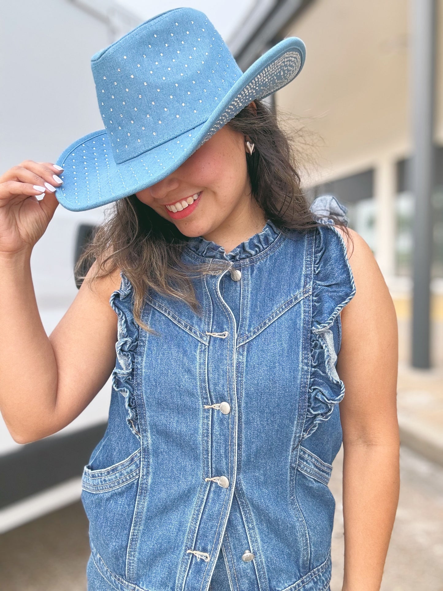 Rhinestone Denim Hat