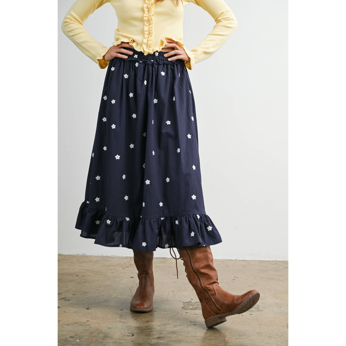 MIDNIGHT GARDEN RUFFLE MAXI SKIRT