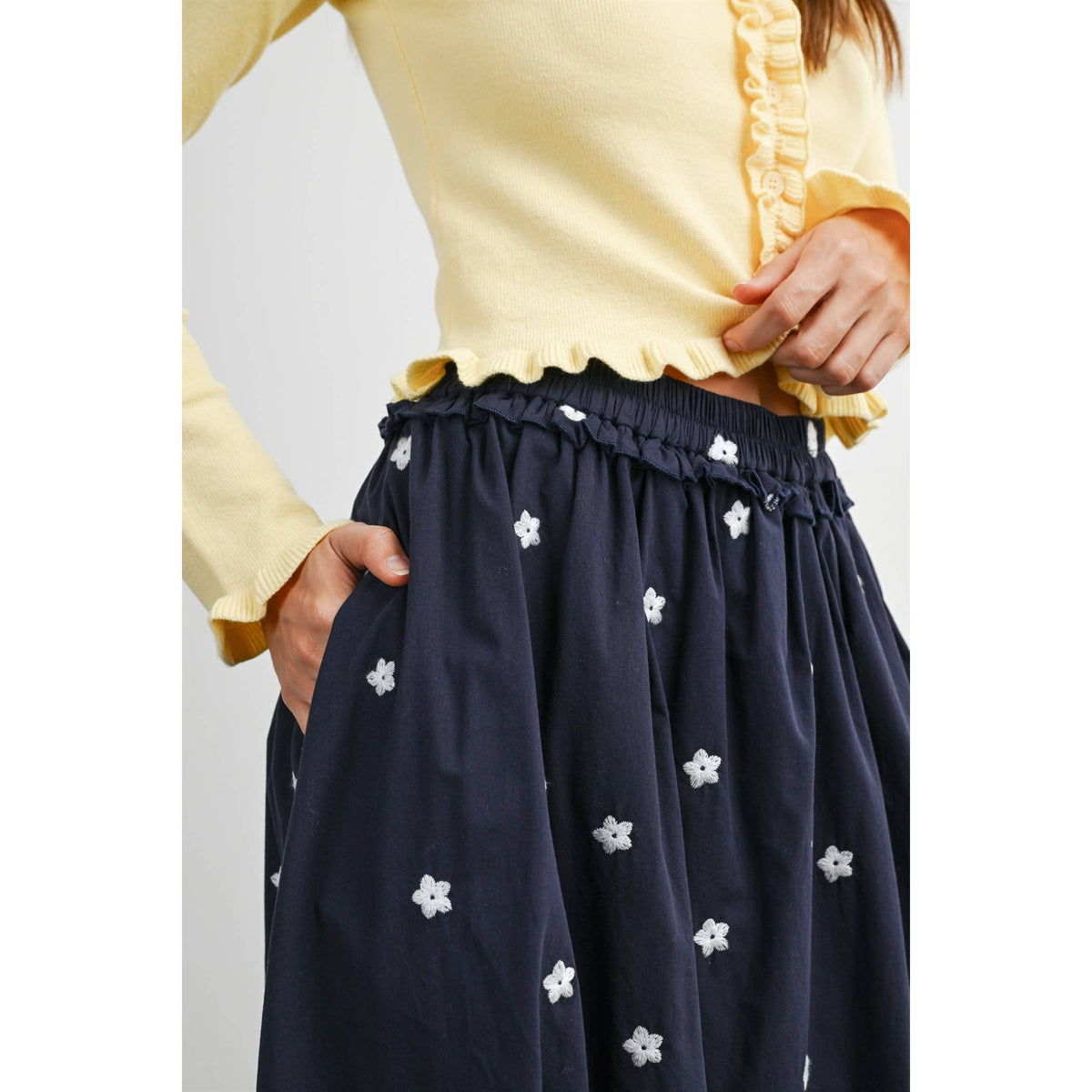 MIDNIGHT GARDEN RUFFLE MAXI SKIRT