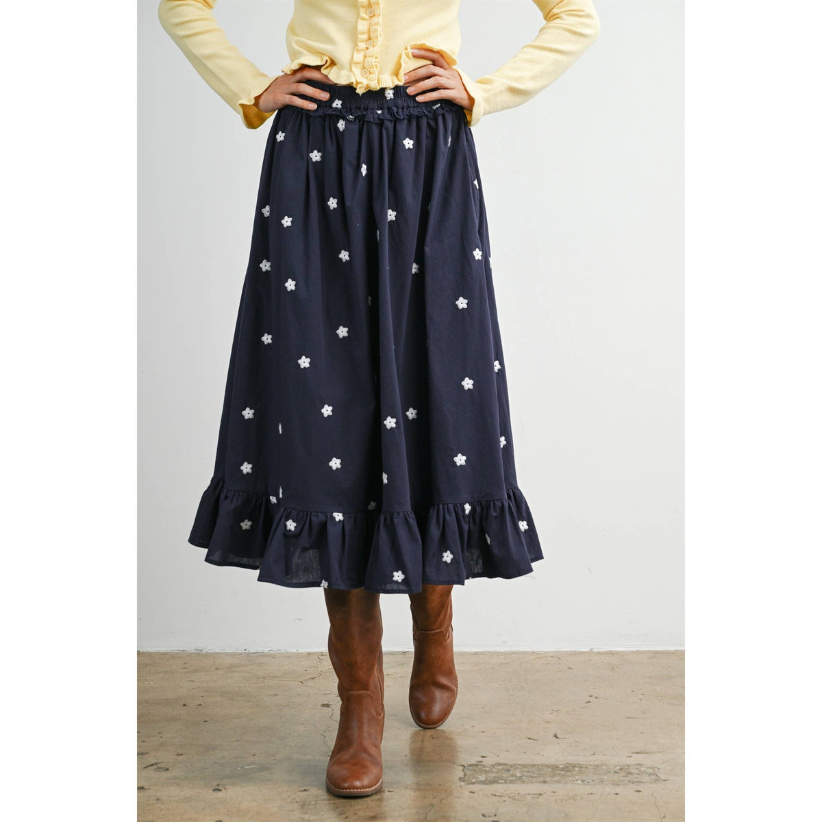 MIDNIGHT GARDEN RUFFLE MAXI SKIRT