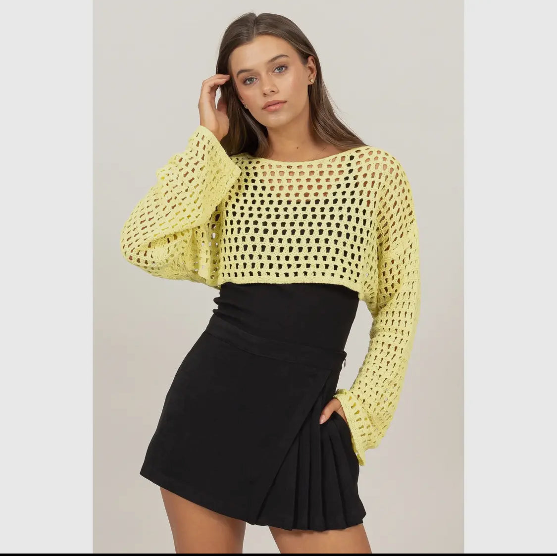 Don’t be shy breezy yellow cropped sweater