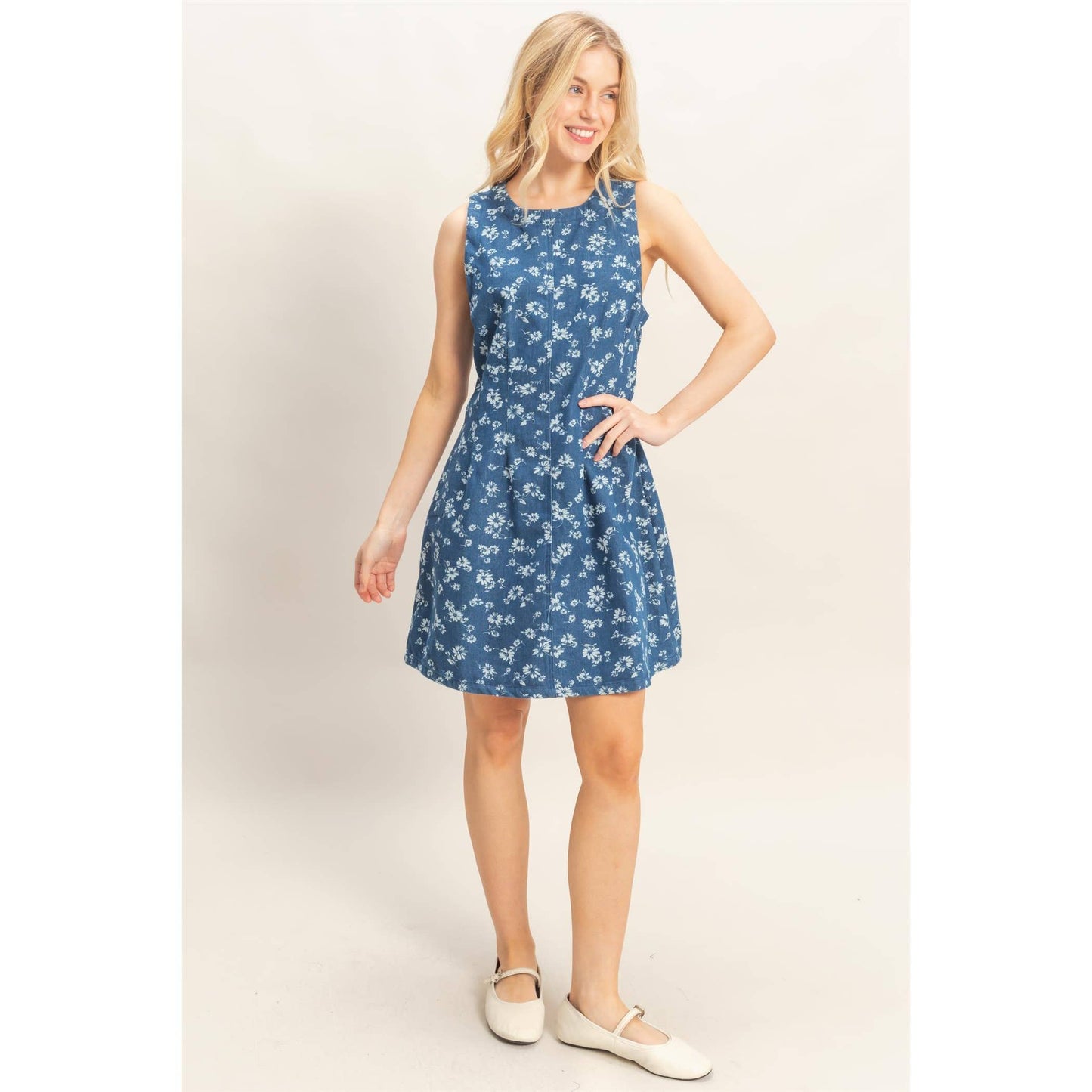 Sleeveless Floral A-Line Dress