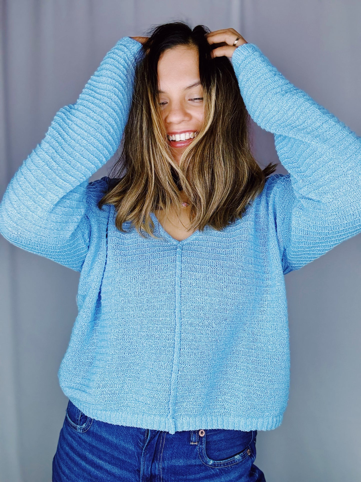 Sweetheart Baby Blue Knit Sweater