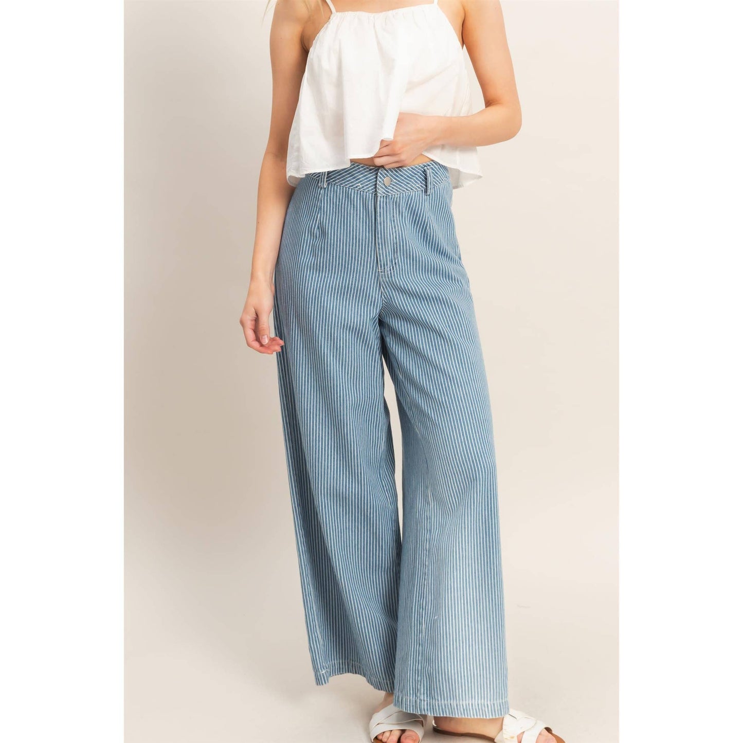 Pinstripe Zipper Front Pants