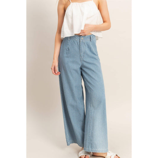 Pinstripe Zipper Front Pants