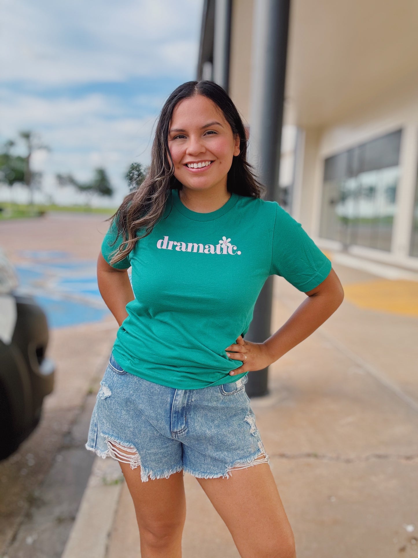 Dramatic Evergreen Cotton T-Shirt
