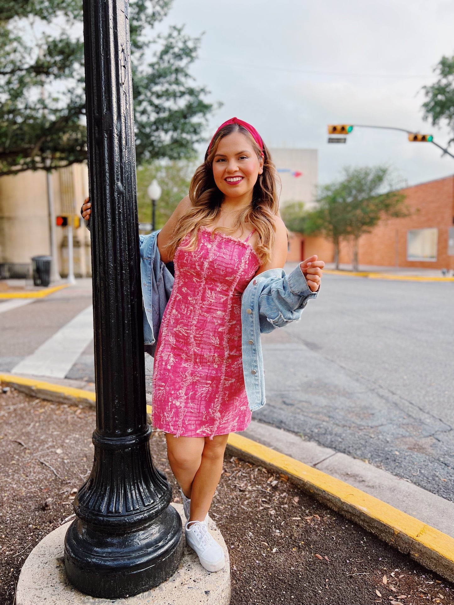 Frayed Seam Pink Mini Dress