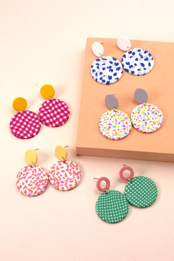 COLORFUL PRINT POLYMER EARRINGS