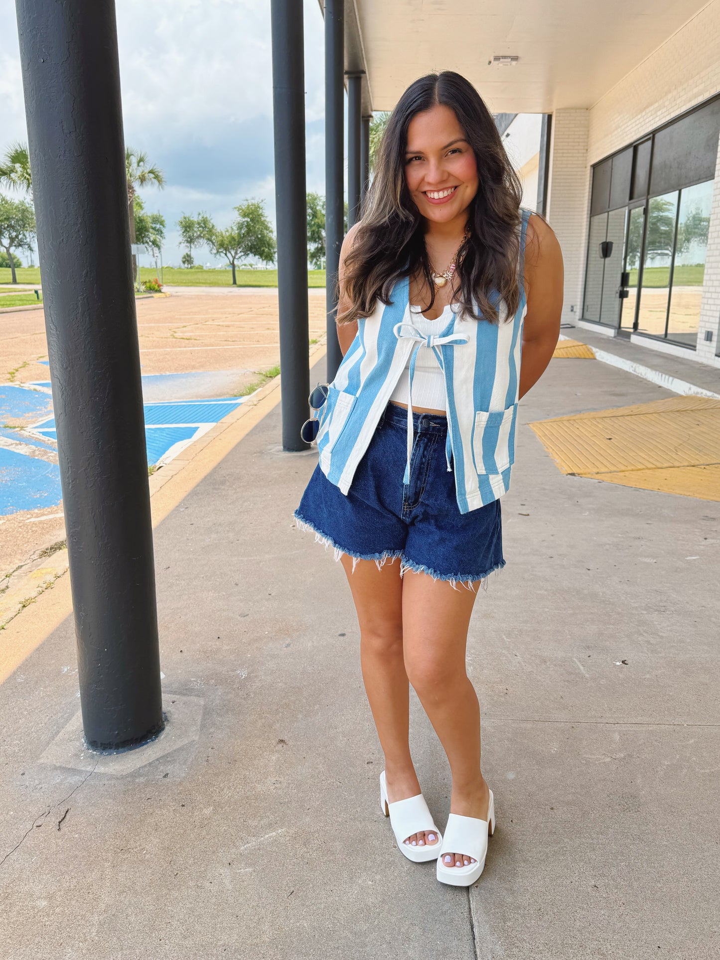 Sail Away Blue Stripe Cotton Vest