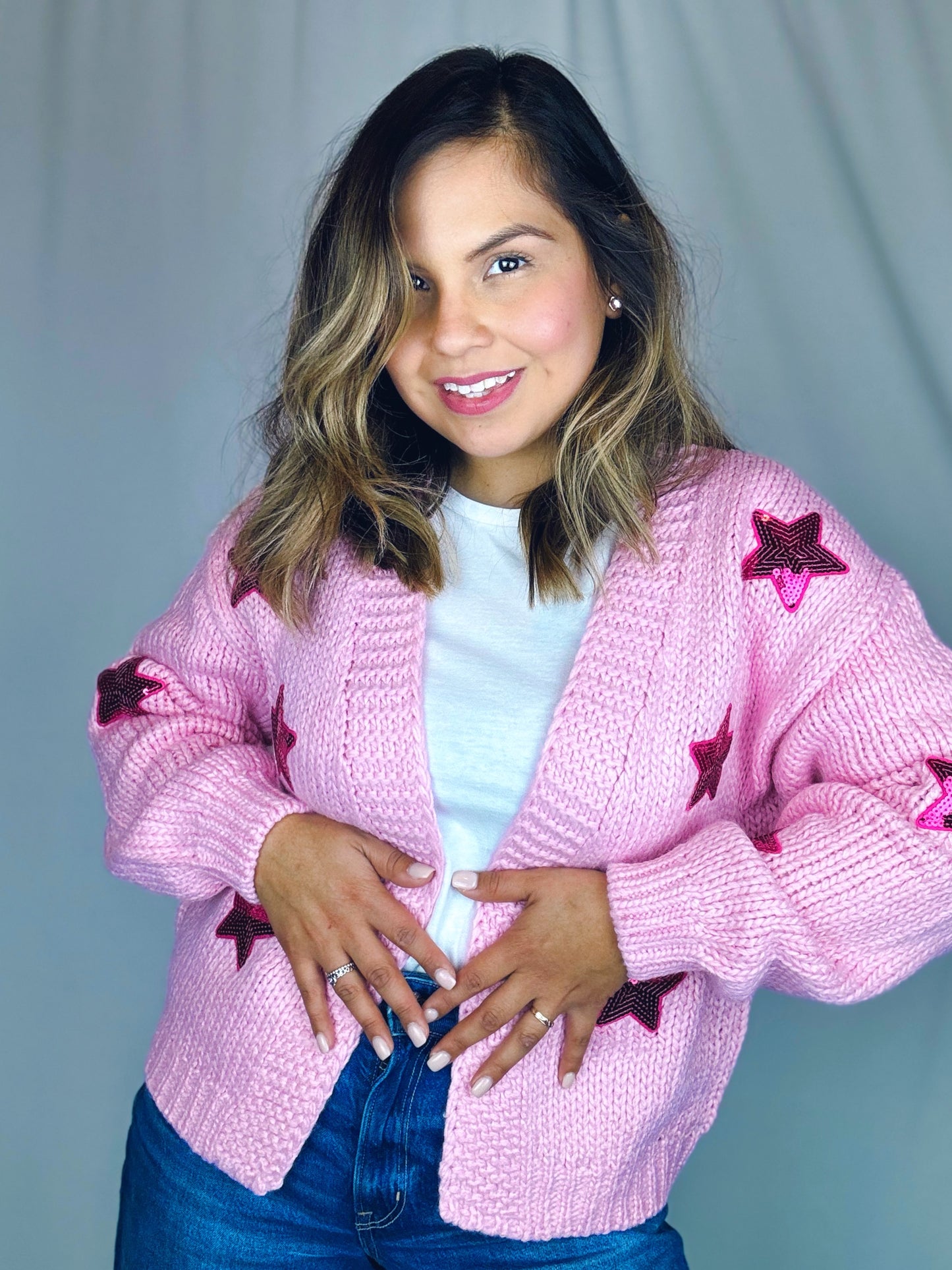 Star Patch Pink Cardigan