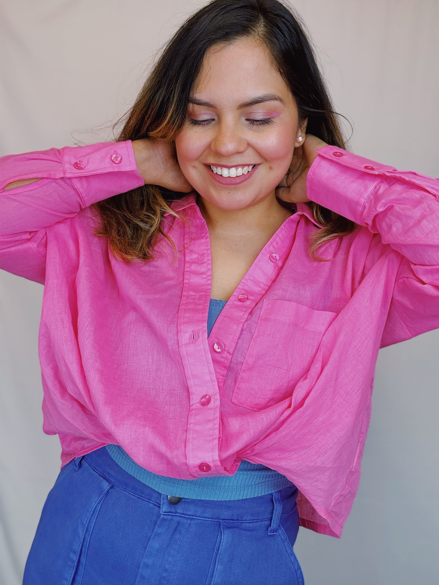 Lightweight Button-Down Pink Shirt