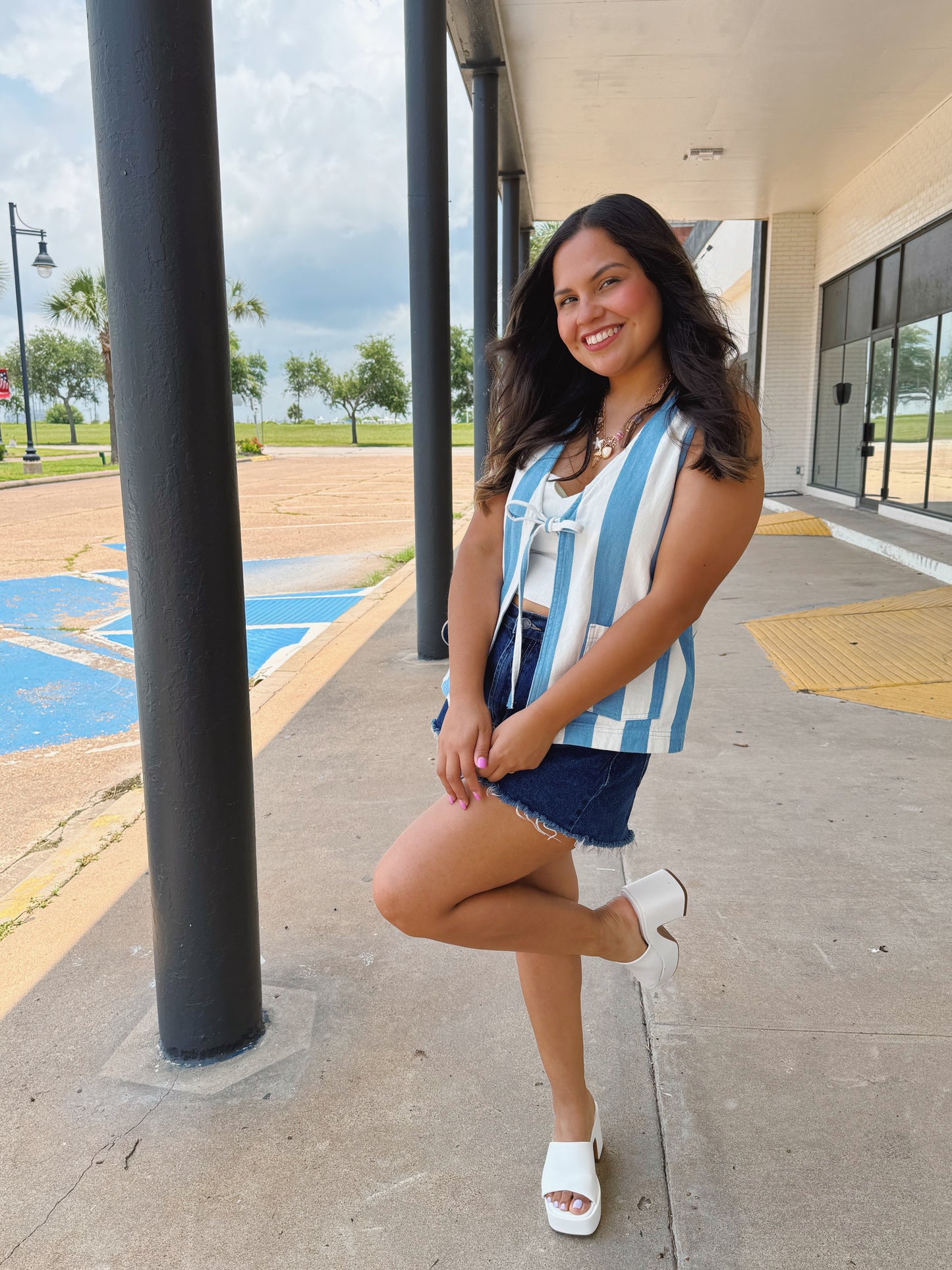 Sail Away Blue Stripe Cotton Vest
