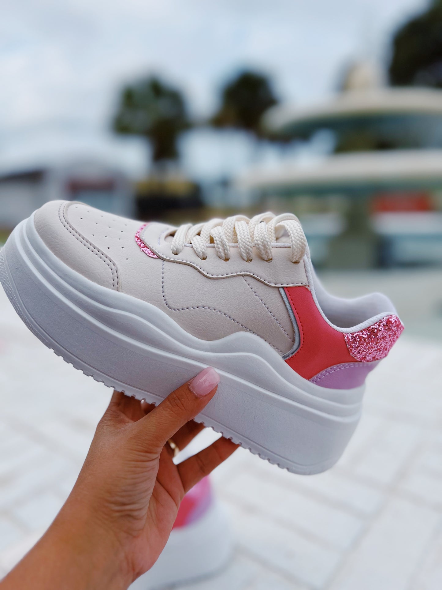 Platform Pink Off-White Sneakers