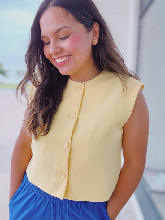 Yellow all day buttoned vest