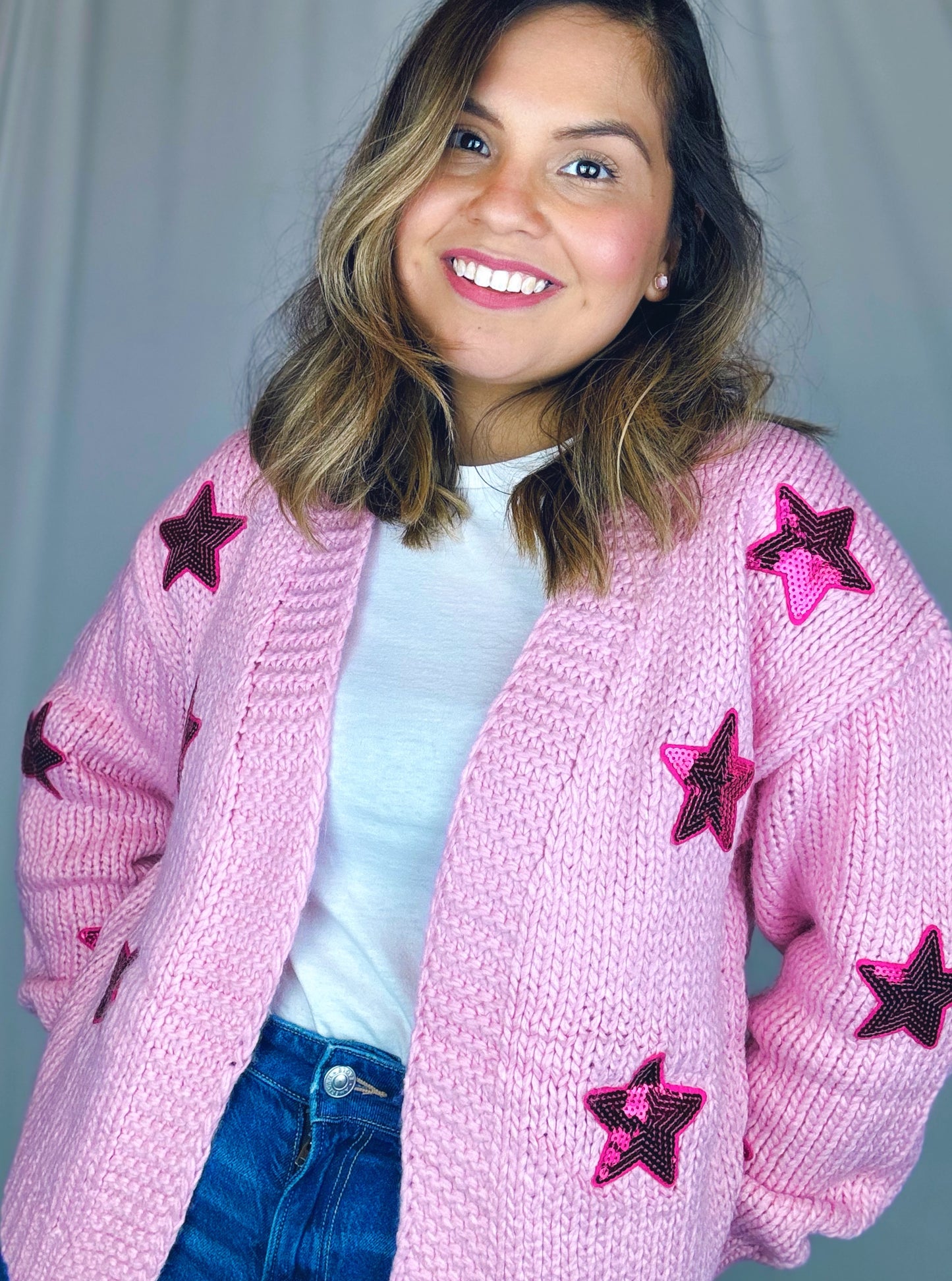 Star Patch Pink Cardigan