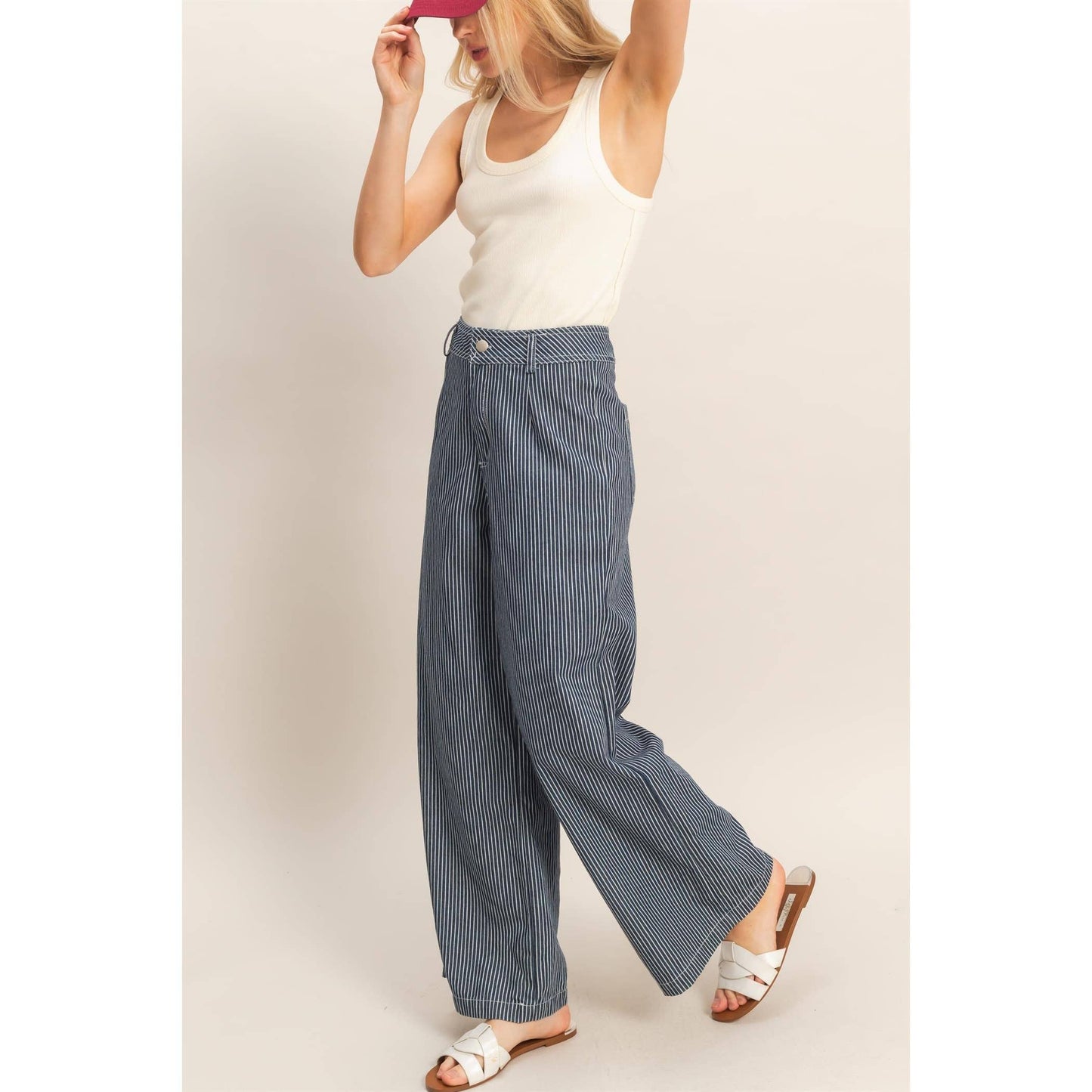 Pinstripe Zipper Front Pants
