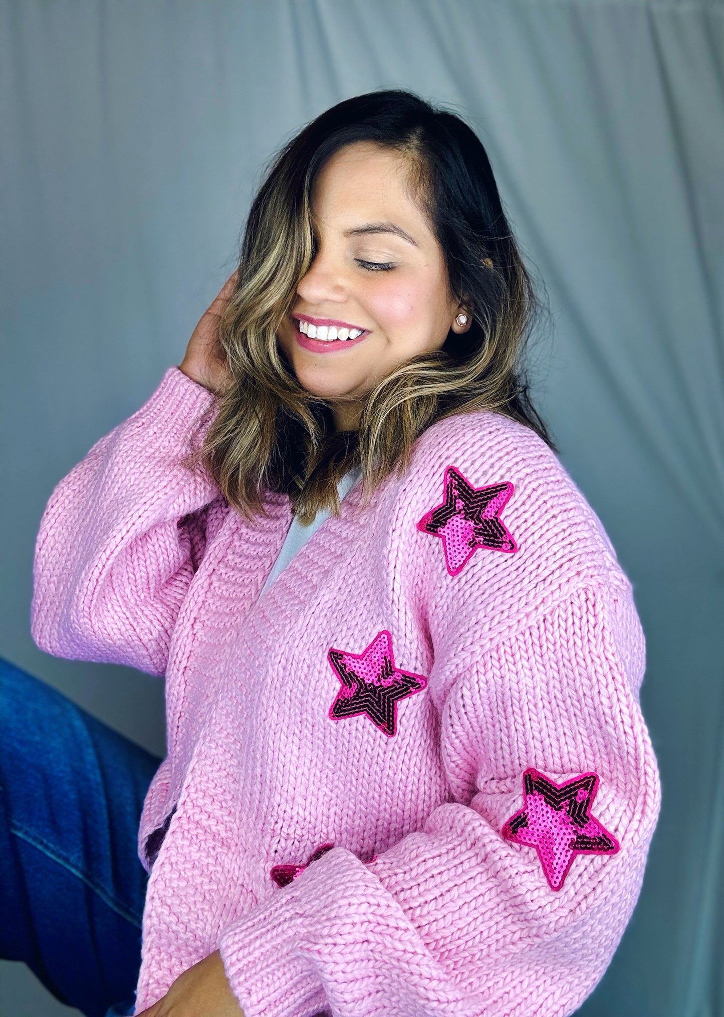 Star Patch Pink Cardigan