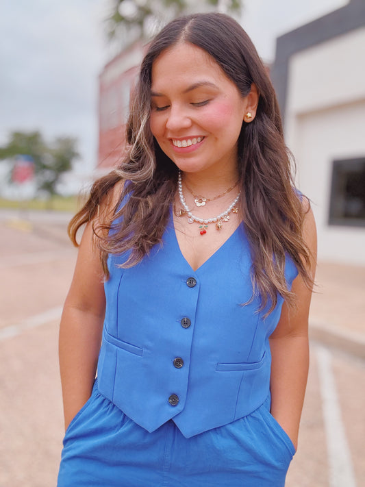 Cobalt Blue Cropped Vest