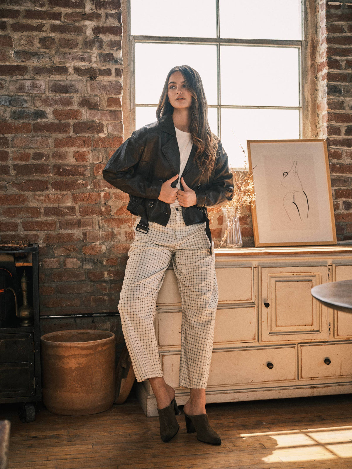 LA VICKY PLAID BARREL PANTS