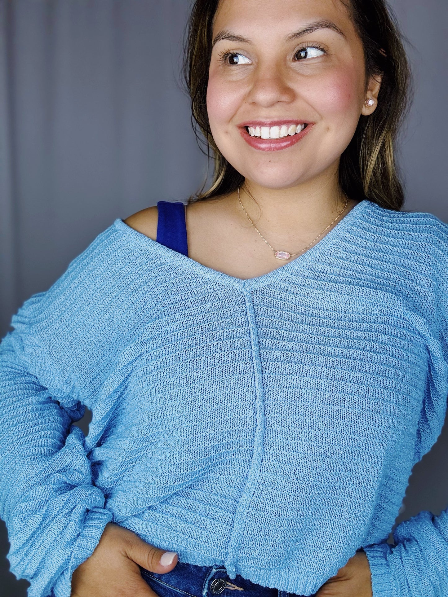 Sweetheart Baby Blue Knit Sweater