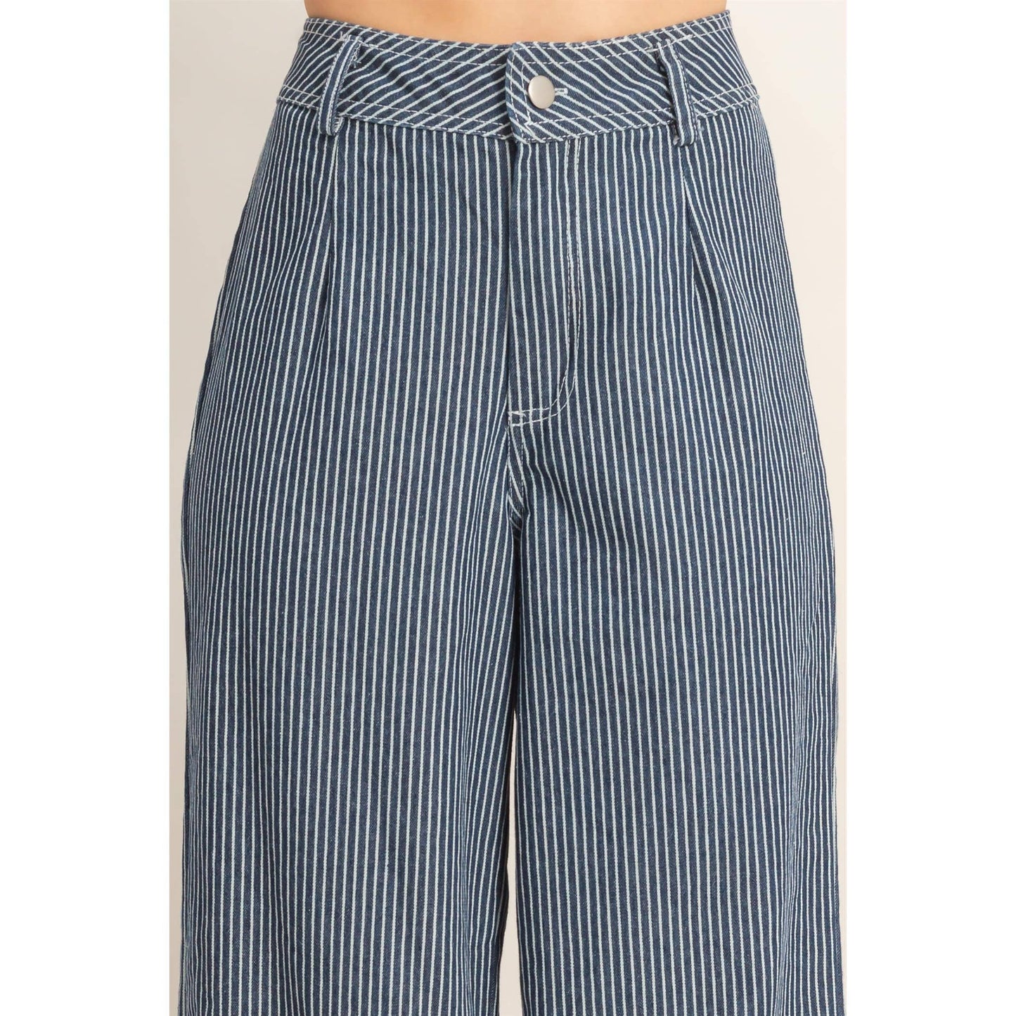 Pinstripe Zipper Front Pants