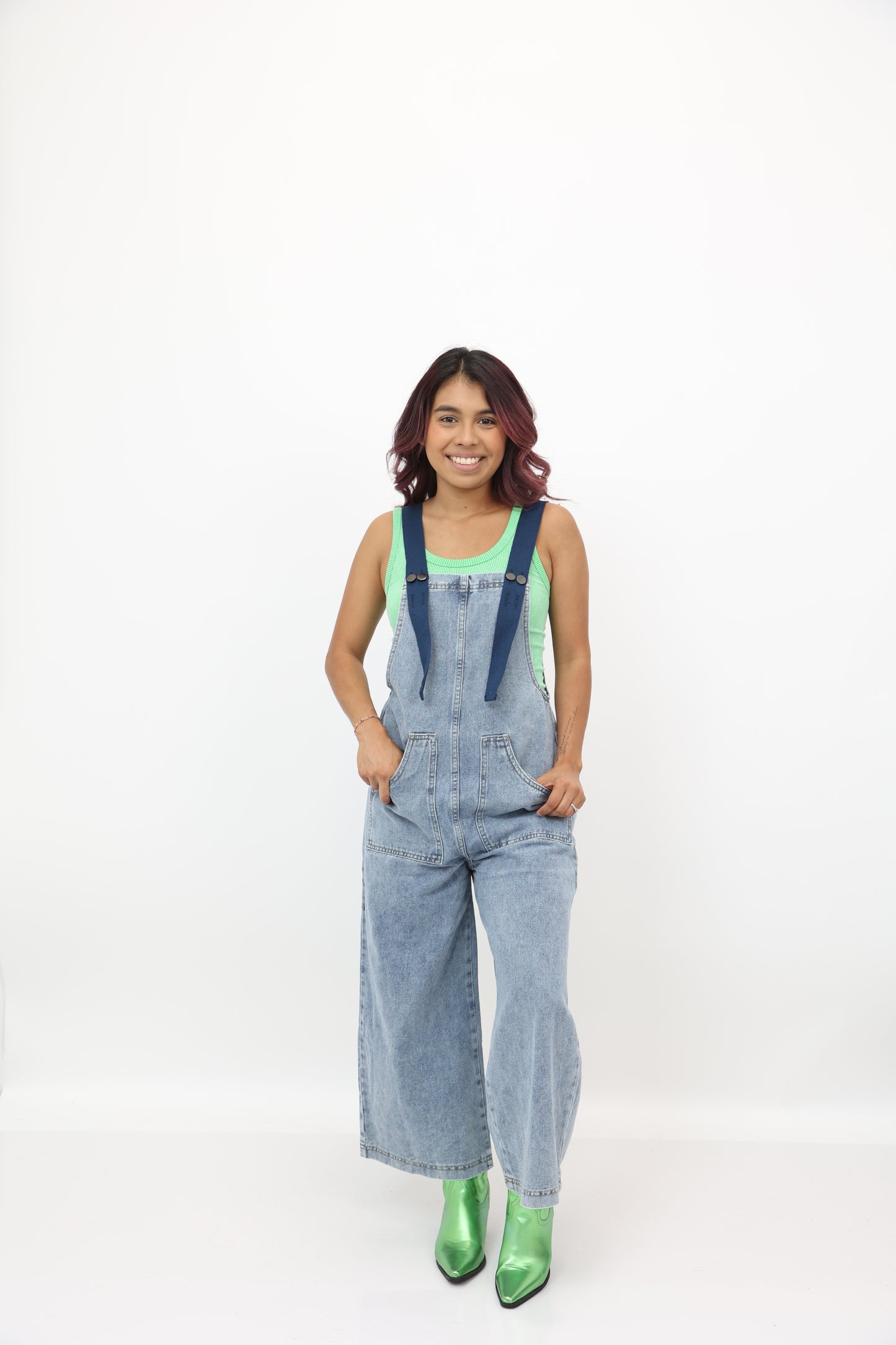 Navy Belt Strap Overalls