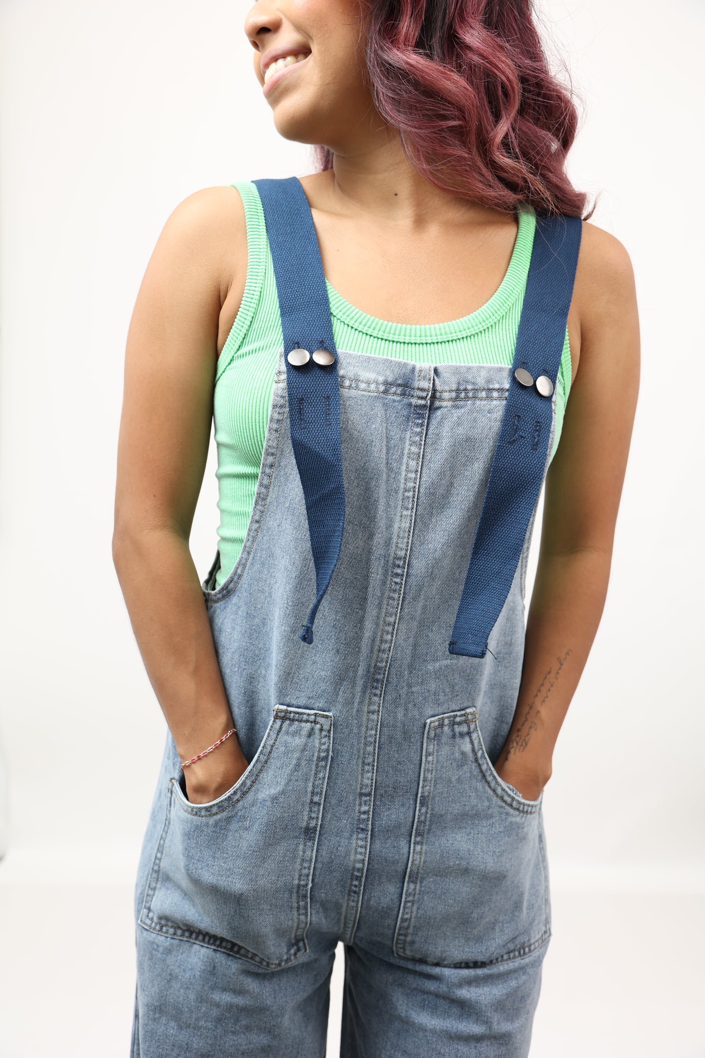 Navy Belt Strap Overalls