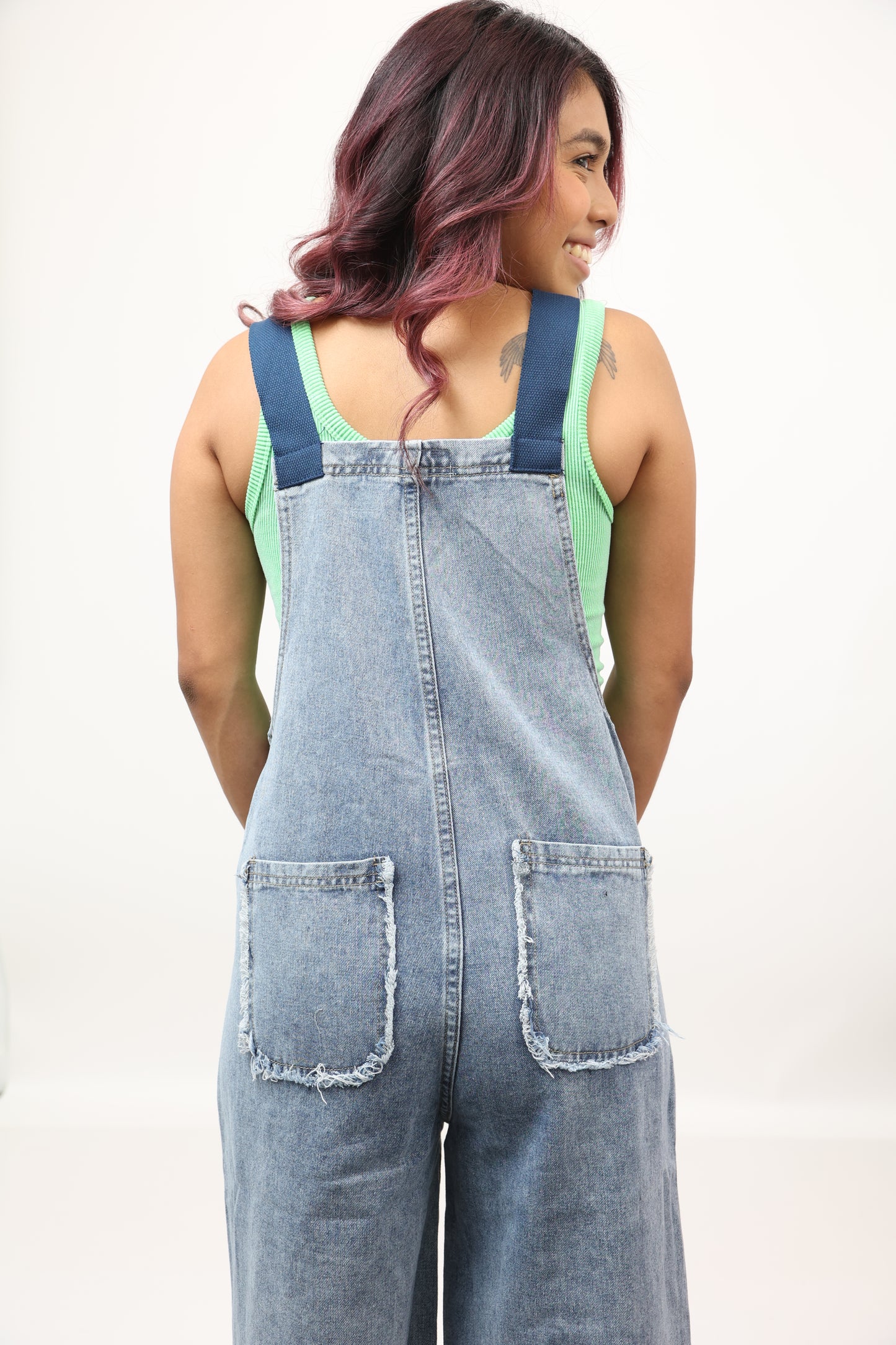 Navy Belt Strap Overalls