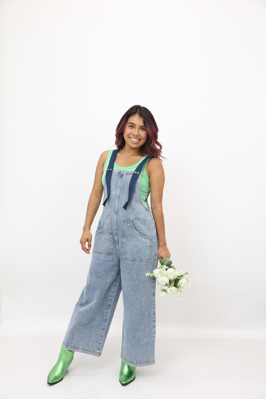 Navy Belt Strap Overalls