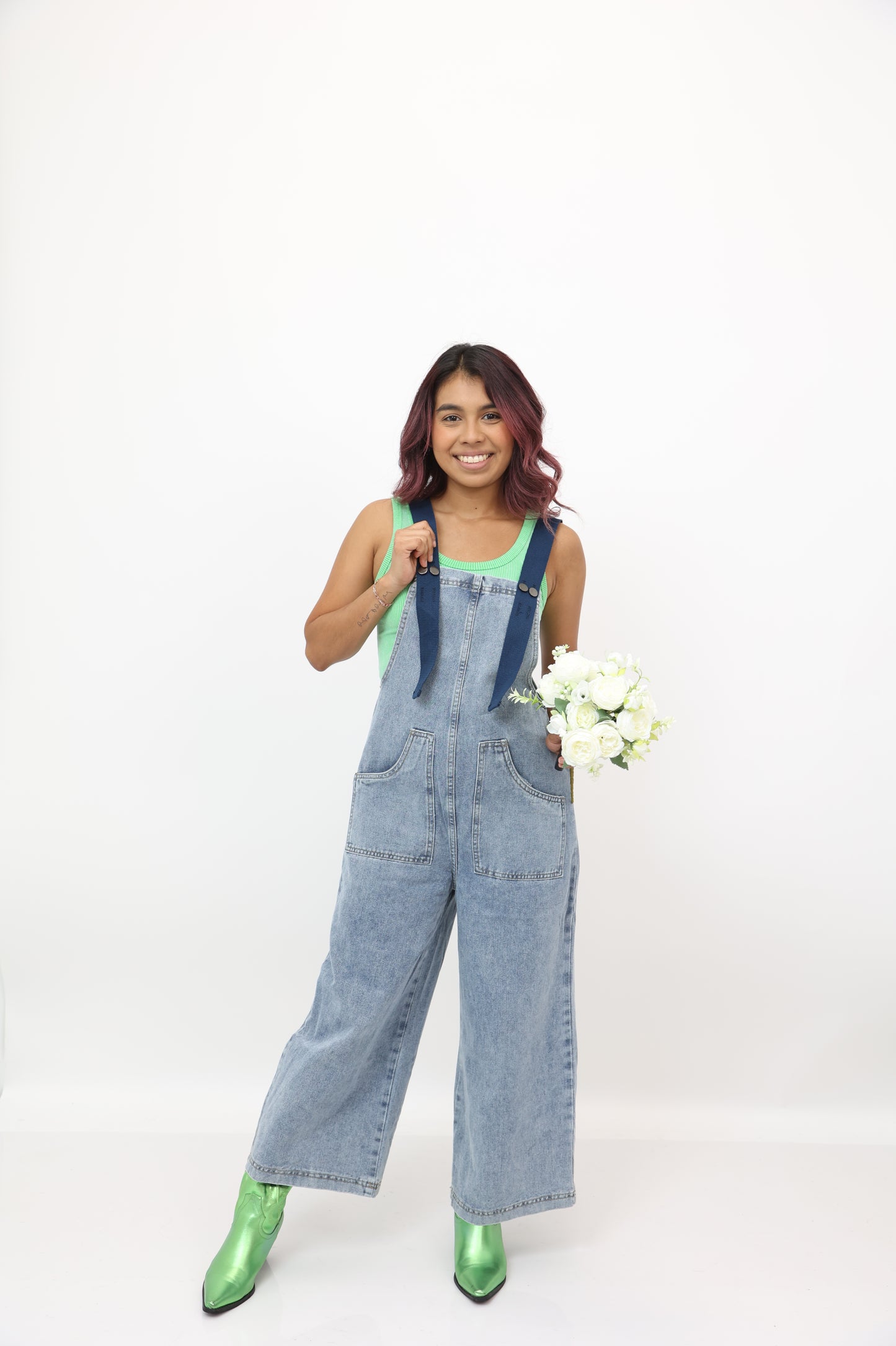 Navy Belt Strap Overalls