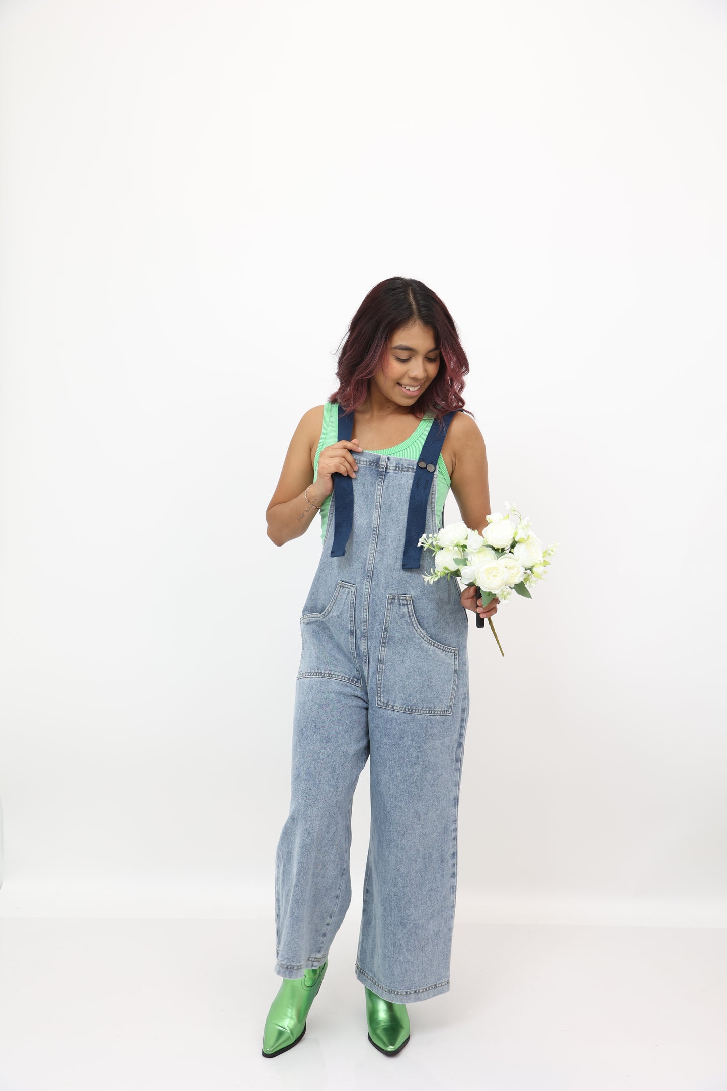 Navy Belt Strap Overalls