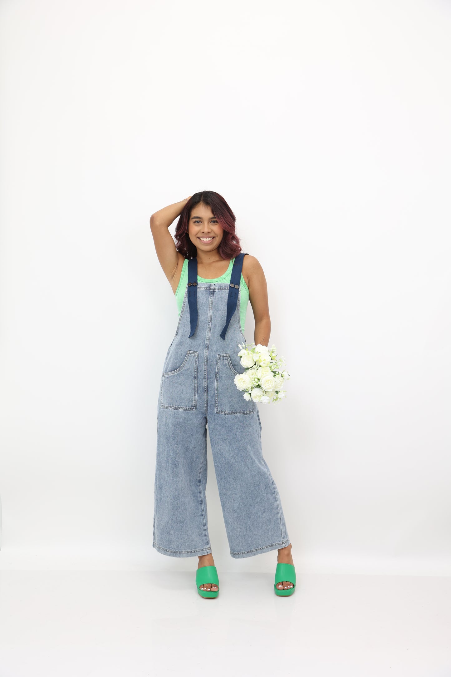 Navy Belt Strap Overalls