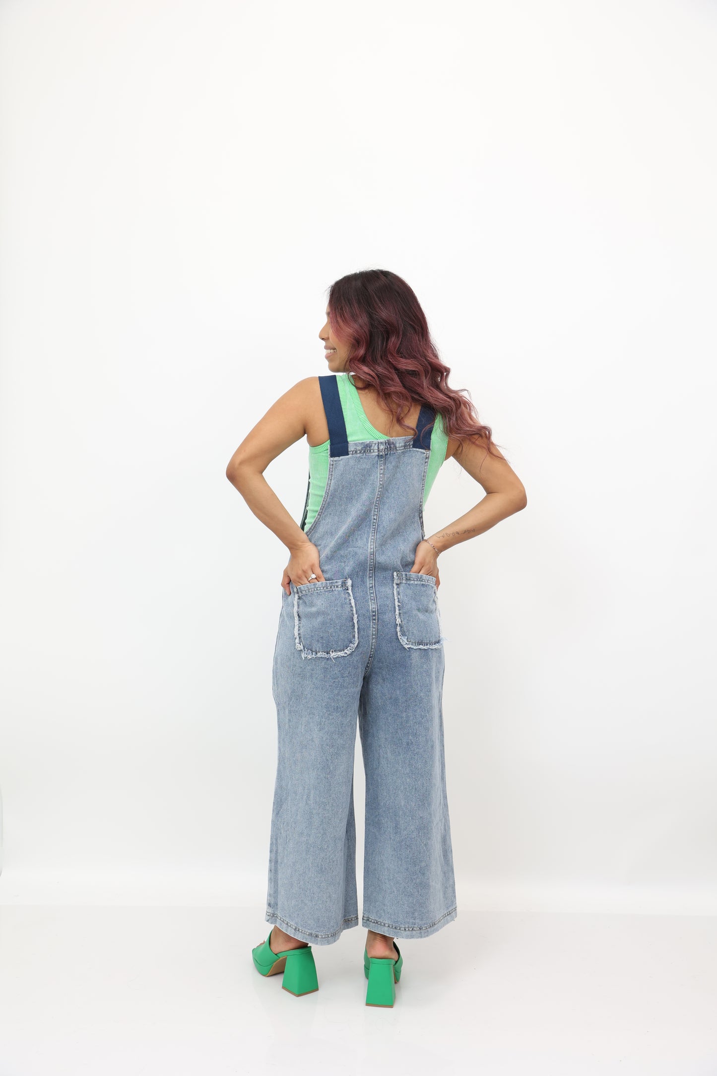 Navy Belt Strap Overalls