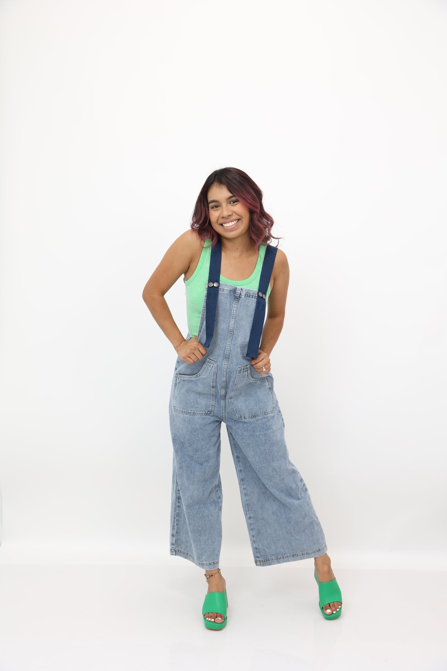 Navy Belt Strap Overalls