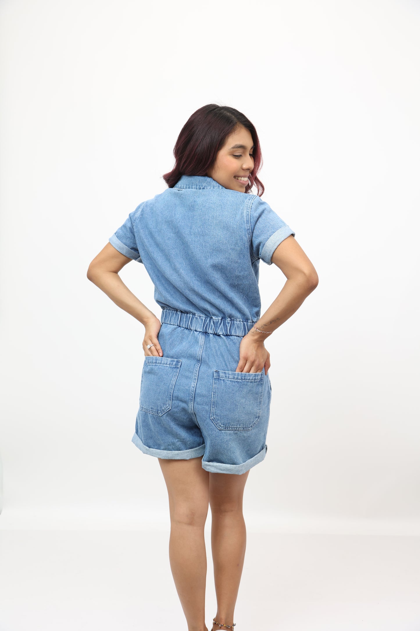 Shorts-Denim Button Romper