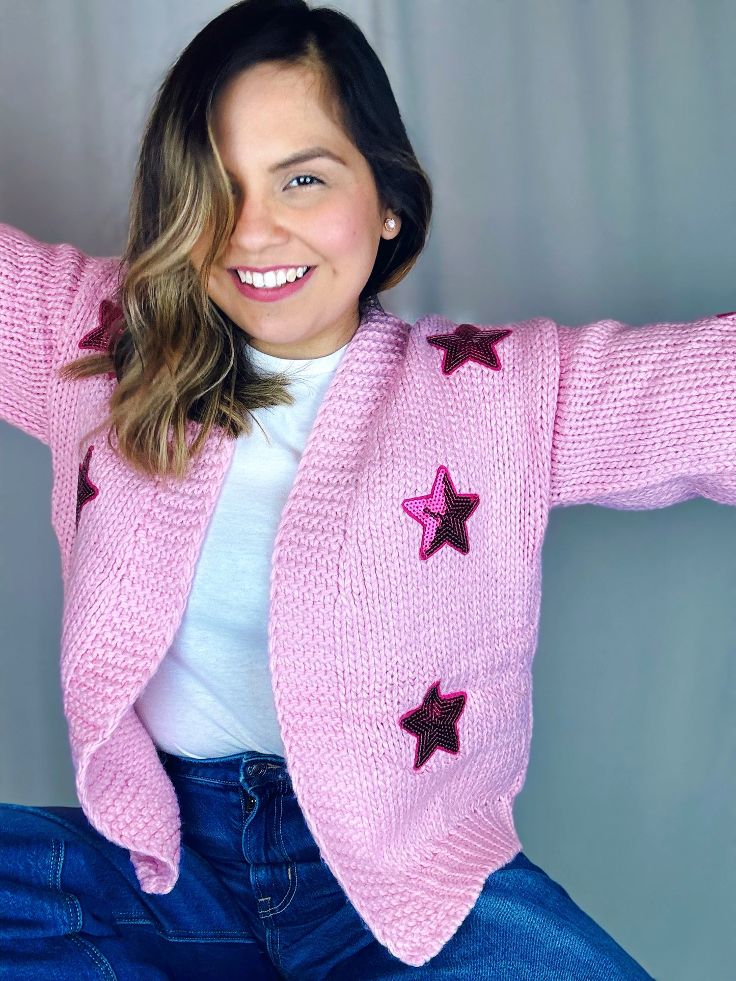 Star Patch Pink Cardigan