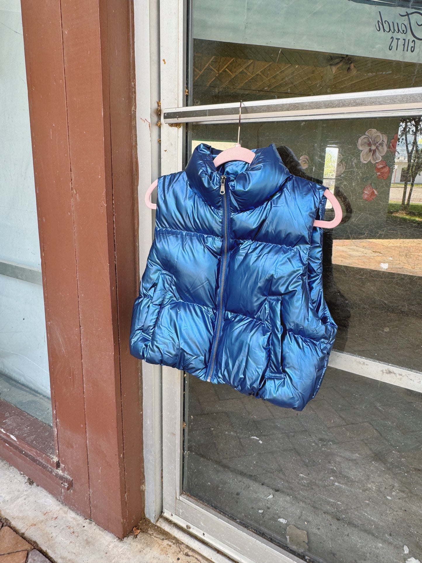 Blue Metallic Puffer Vest